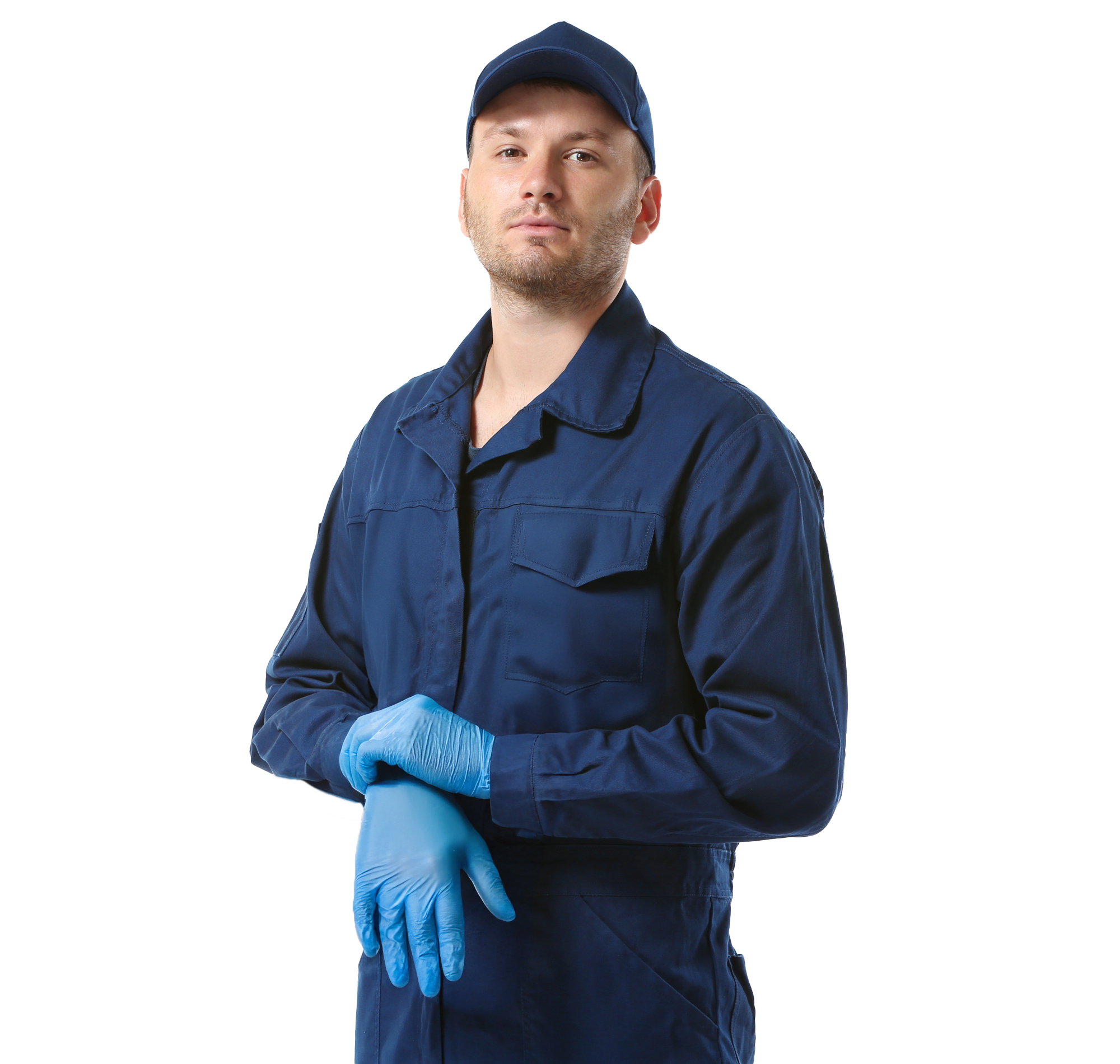 Man In Uniform With Gloves On